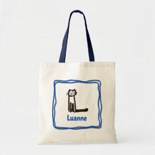 Tote Bag - Kat Brev L med Namn i Ram Tygkasse