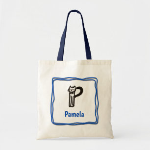 Tote Bag - Kat Brev P med Namn i Ram Tygkasse