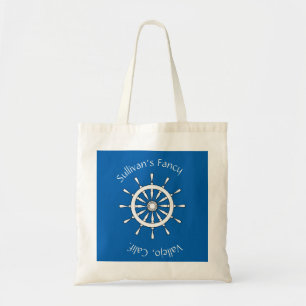 Tote Bag - Kurvtext runt Frakt Anchor på blå Tygkasse