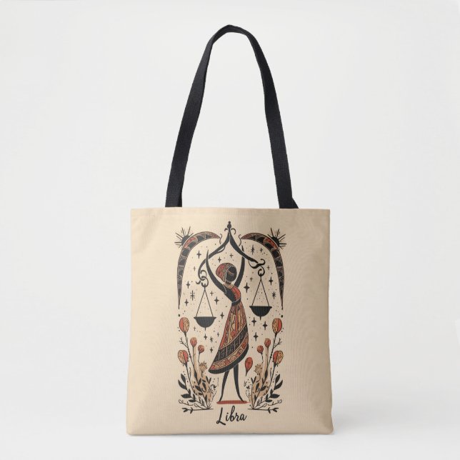 Tote Bag Libra Celestial Zodiac Art Tygkasse (Framsida)
