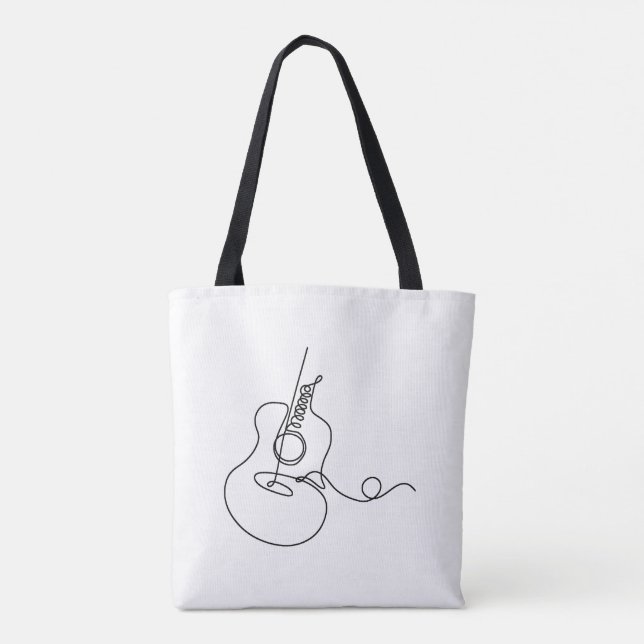 Tote Bag: Line Art (Guitar) Tygkasse (Baksida)