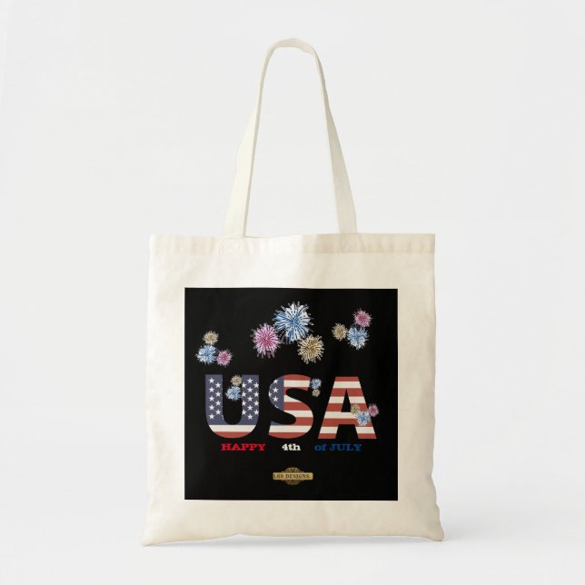 tote bag "LYCKLIG 4:e JULY" Tygkasse (Framsidan)