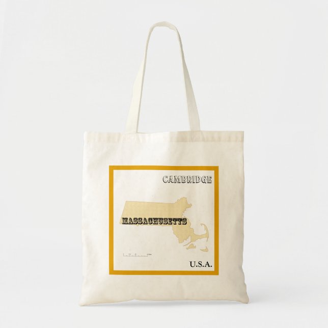 Tote Bag - Massachusetts delstatskarta med stad Tygkasse (Framsidan)