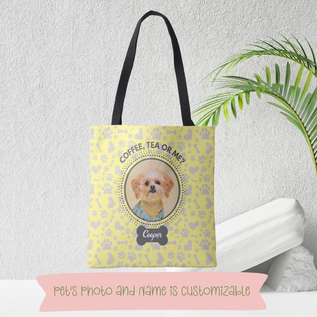 Tote Bag med Anpassningsbar Pet Porträtt & Namn Tygkasse (Skapare uppladdad)