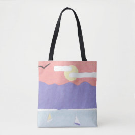 Tote Bag med berg-/oceanscen Tygkasse
