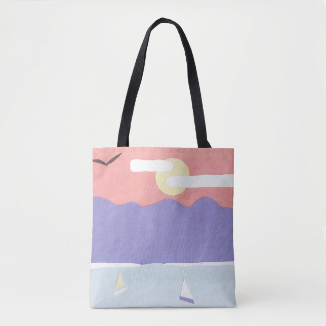 Tote Bag med berg-/oceanscen Tygkasse (Framsida)