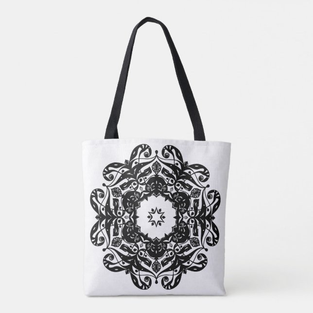 Tote Bag med Black and White Orements Tygkasse (Baksida)