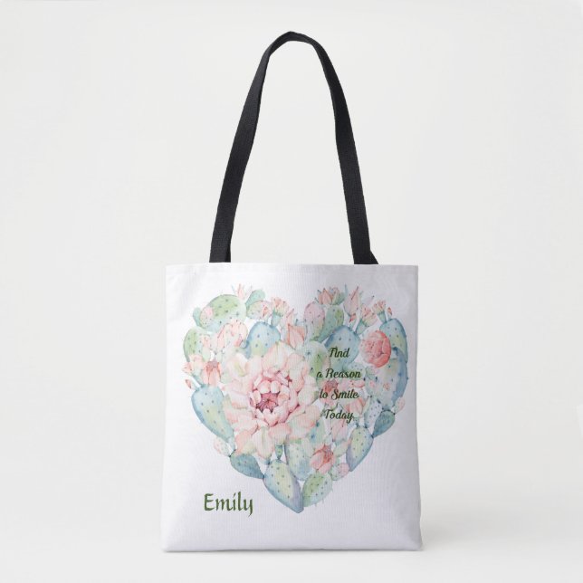 Tote Bag med Cactus Heart & Ord Tygkasse (Framsida)