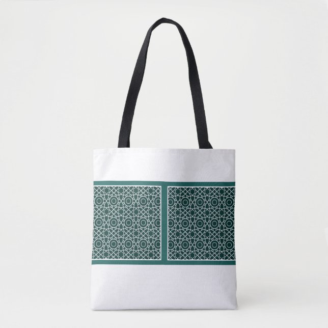 Tote Bag med den turkiska plattan Mönster Grönt Tygkasse (Framsida)