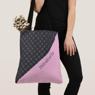 Tote Bag med Dödskalle Mönster och Monogram Tygkasse