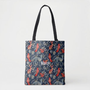 Tote Bag med en folkkonsdesign i Mörk blått Tygkasse
