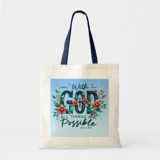 Tote Bag Med Gud Allt är Möjligt Tygkasse