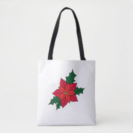 Tote Bag med Jul Red Poinsettia Tygkasse