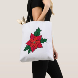Tote Bag med Jul Red Poinsettia Tygkasse