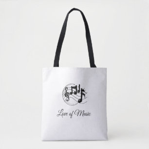 Tote Bag med Kärlek i Musik noter Tygkasse