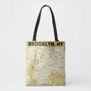 Tote Bag med Karta i Brooklyn, NY Tygkasse