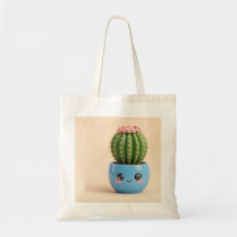 Tote Bag med Kawaii Fatbarrkaktus för Inomhusbruk