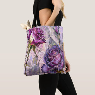 Tote Bag med Lila Rosor Tygkasse