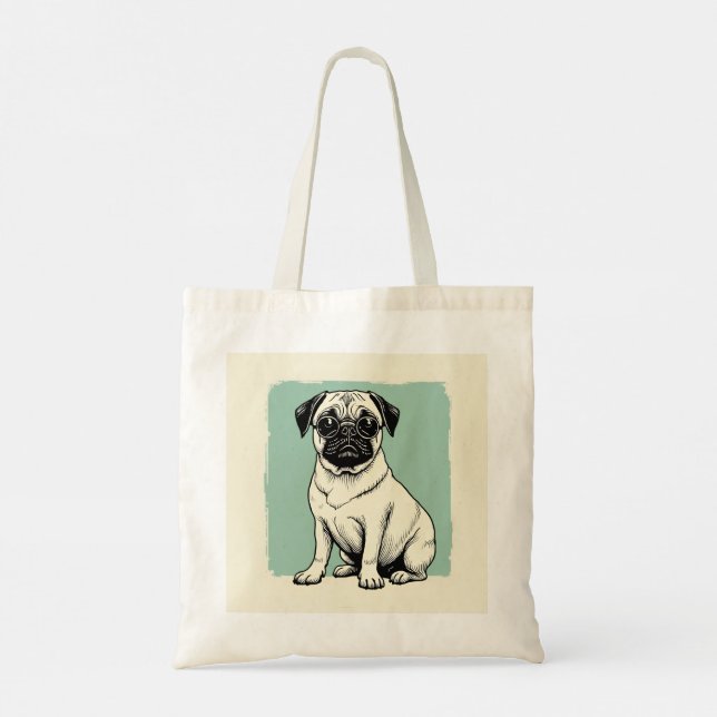Tote Bag med Pug-design Tygkasse (Baksida)