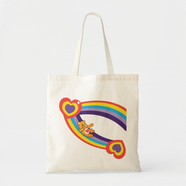 Tote Bag Med Regnbåge Och Busig Björn Mönster Tygkasse (Framsidan)