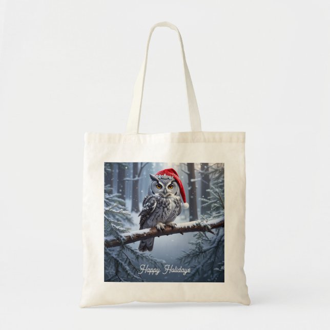 Tote Bag med Ugglorm och Tomtehatt Tygkasse (Framsidan)