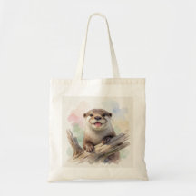 Tote Bag Med Utter Som Tittar Över Drivved