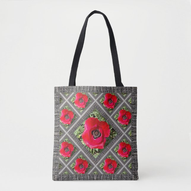 Tote Bag med Vibrant Red Poppies Tygkasse (Framsida)