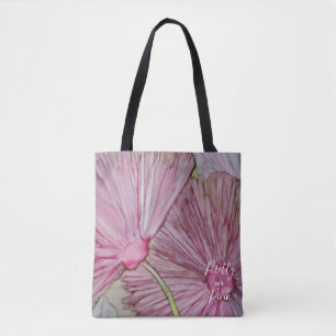 Tote Bag, medel-"Söt Rosa Flowers" Tygkasse