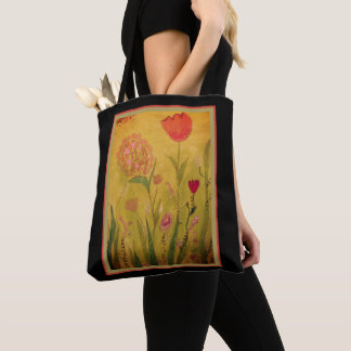 Tote Bag - Mixed Media Flowers Tygkasse