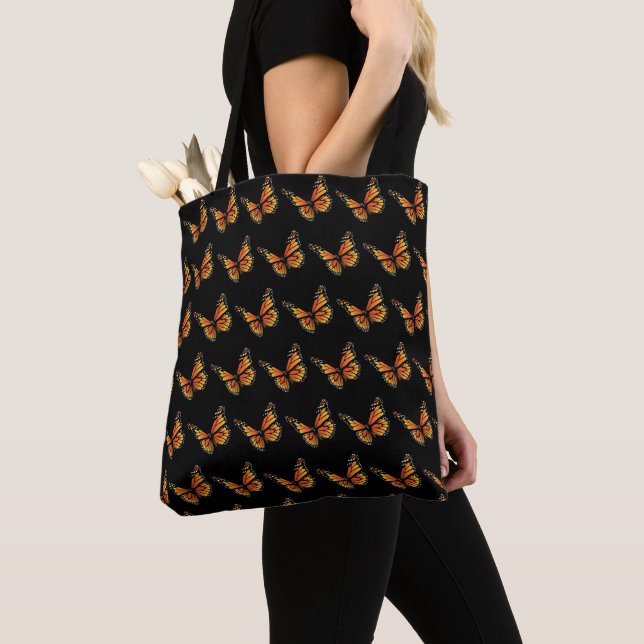 Tote Bag - Monarch Butterflies & Caterpelare Tygkasse (Närbild)