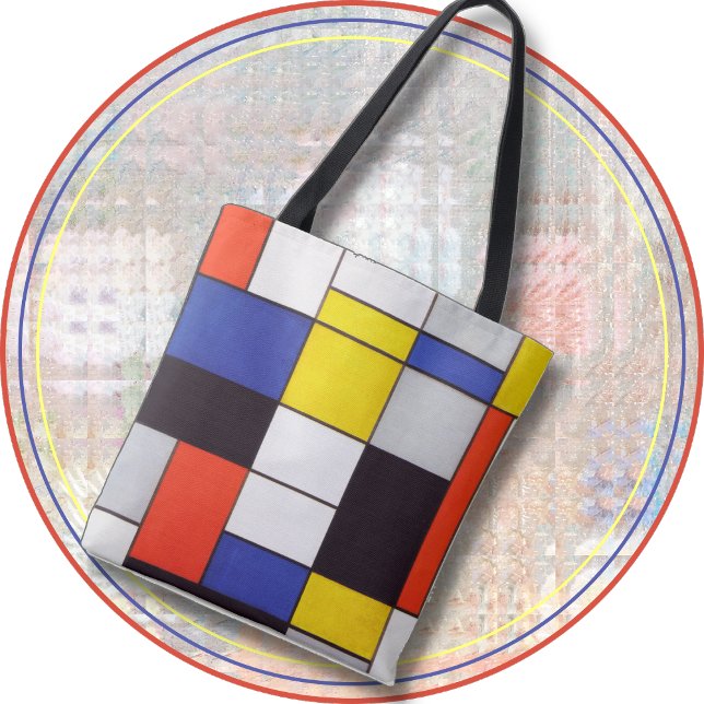 TOTE BAG - Mondrian Abstrakt Mönster i Många Färg Tygkasse (Skapare uppladdad)