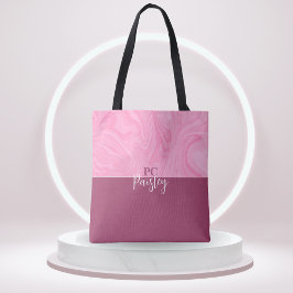 Tote Bag - Monogram Rosa Marble Two Tone Tygkasse