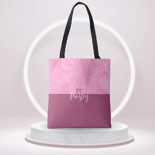 Tote Bag - Monogram Rosa Marmor Två Toner Tygkasse