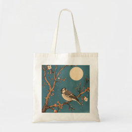 Tote bag - Moonlit Bird on Blossom Branch Tygkasse