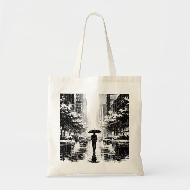 Tote Bag - Neon Noir Rainy Cityscape Tygkasse (Framsidan)