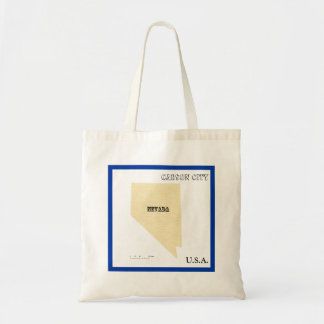 Tote Bag - Nevada Outline Map with City Tygkasse