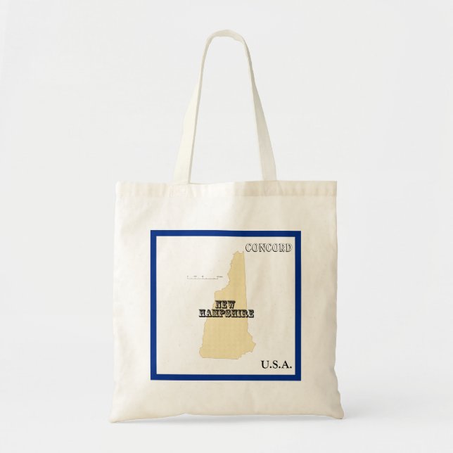 Tote Bag - New Hampshire delstatskarta med stad Tygkasse (Framsidan)
