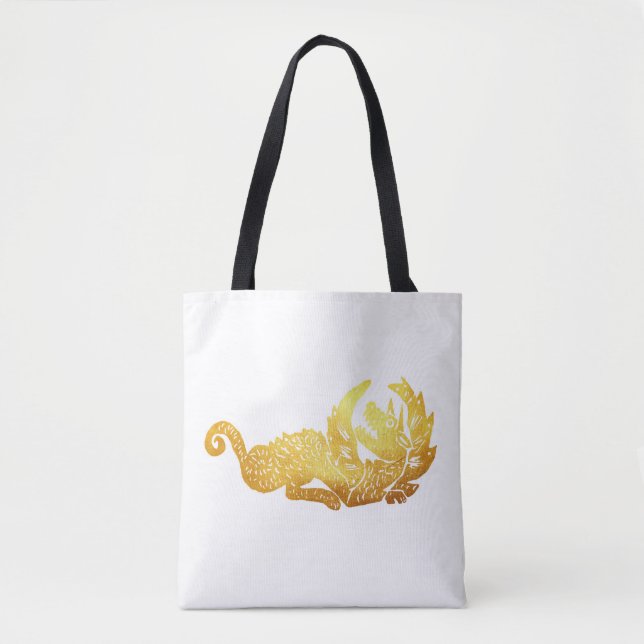 Tote Bag-nummer för Golden Dragon Anpassningsbar A Tygkasse (Framsida)