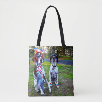 Tote Bag-nummer för Patriotic Hundar & Fireworks A Tygkasse