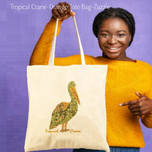 Tote Bag-nummer för Tropical Crane-Orange Tygkasse