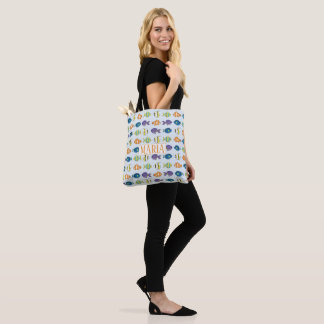 Tote Bag-nummer för Tropical FIsh Mönster All-over Tygkasse