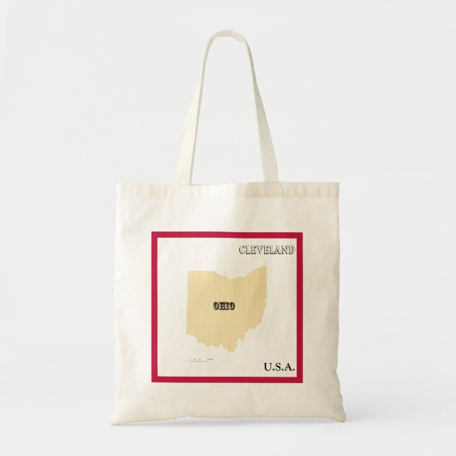 Tote Bag - Ohio State Karta med Stad Tygkasse (Framsidan)