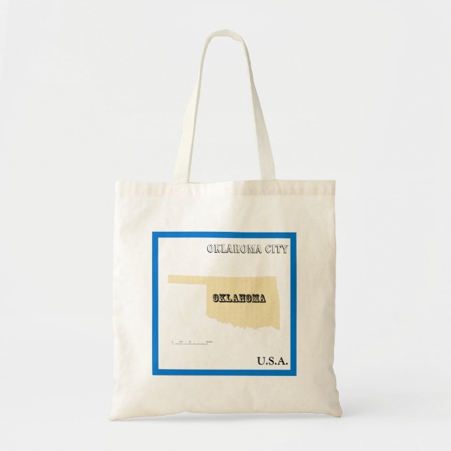 Tote Bag - Oklahoma Statskarta med Stad Tygkasse (Framsidan)