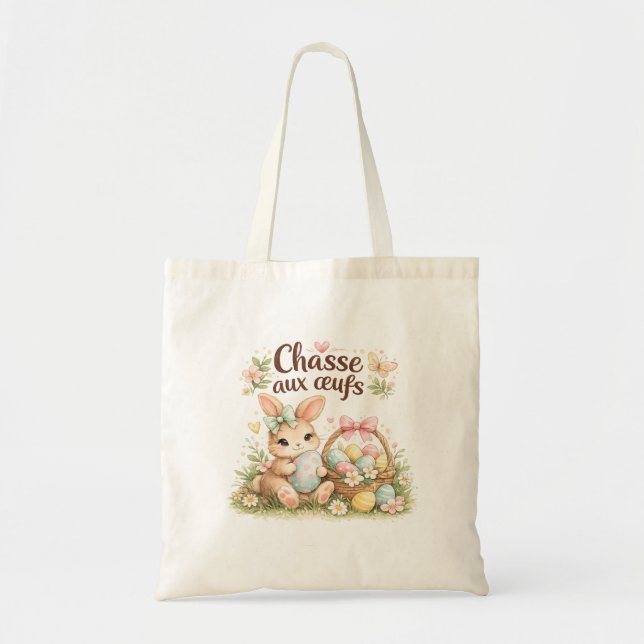 Tote Bag Pâques "Chasse aux œufs" Tygkasse (Framsidan)