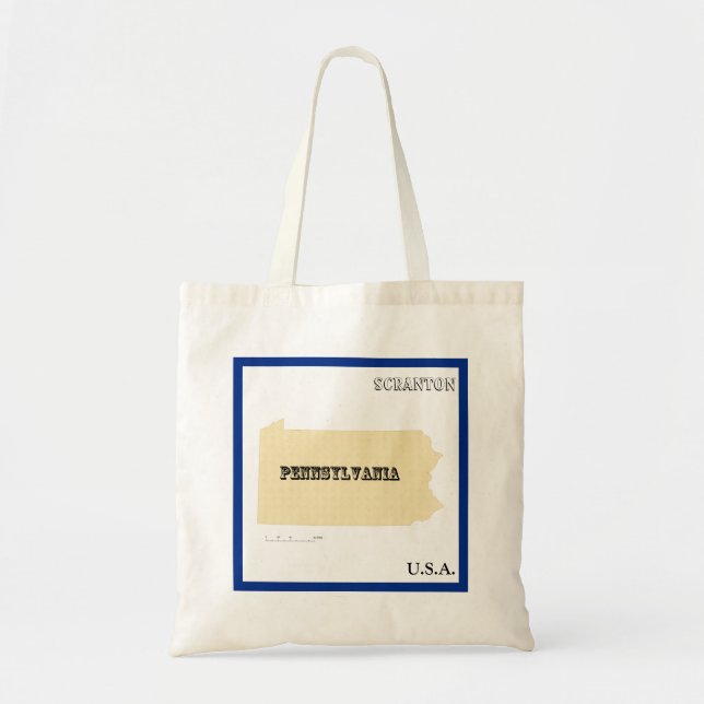 Tote Bag - Pennsylvania Statskarta med Stad Tygkasse (Framsidan)