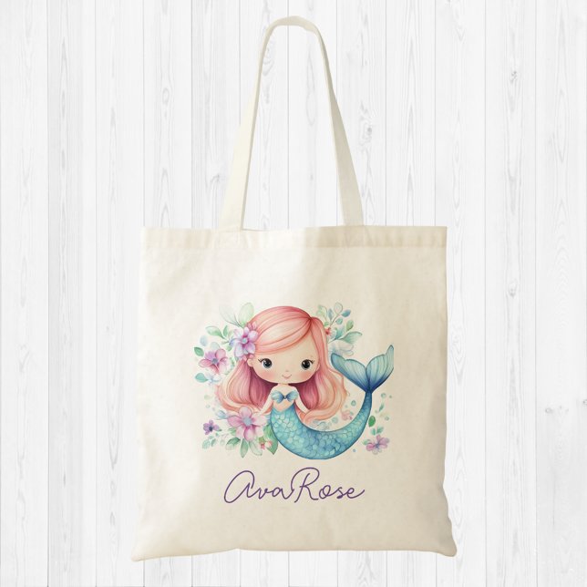 Tote Bag-Personligen för Cute Sjöjungfru Girly Tygkasse (Skapare uppladdad)