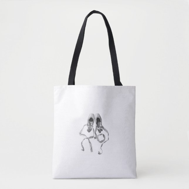 Tote Bag: Pointe Shoes på vit bakgrund Tygkasse (Framsida)