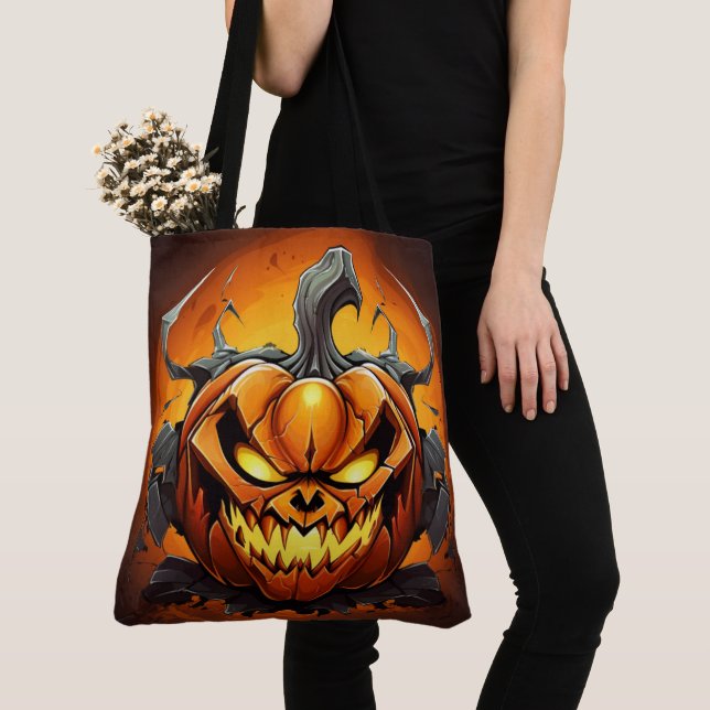 Tote Bag Psychotic Pumpkin Tygkasse (Närbild)