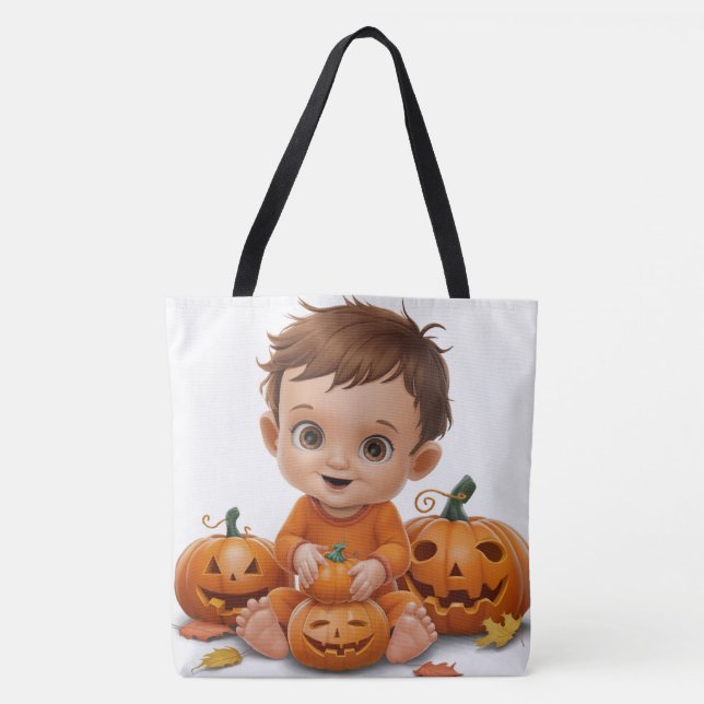 Tote Bag Pumpkin Halloween Séris 7 09 Tygkasse (Framsida)