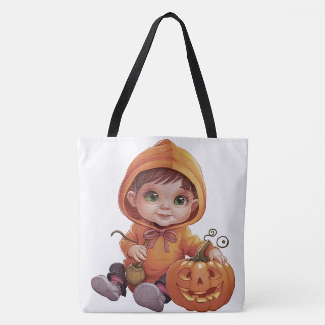 Tote Bag Pumpkin Halloween Séris 7 11 Tygkasse (Framsida)